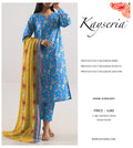 Kayseria Khaddar 3PC Unstitched - Vibrant Blue Floral Print with Mustard Contrast