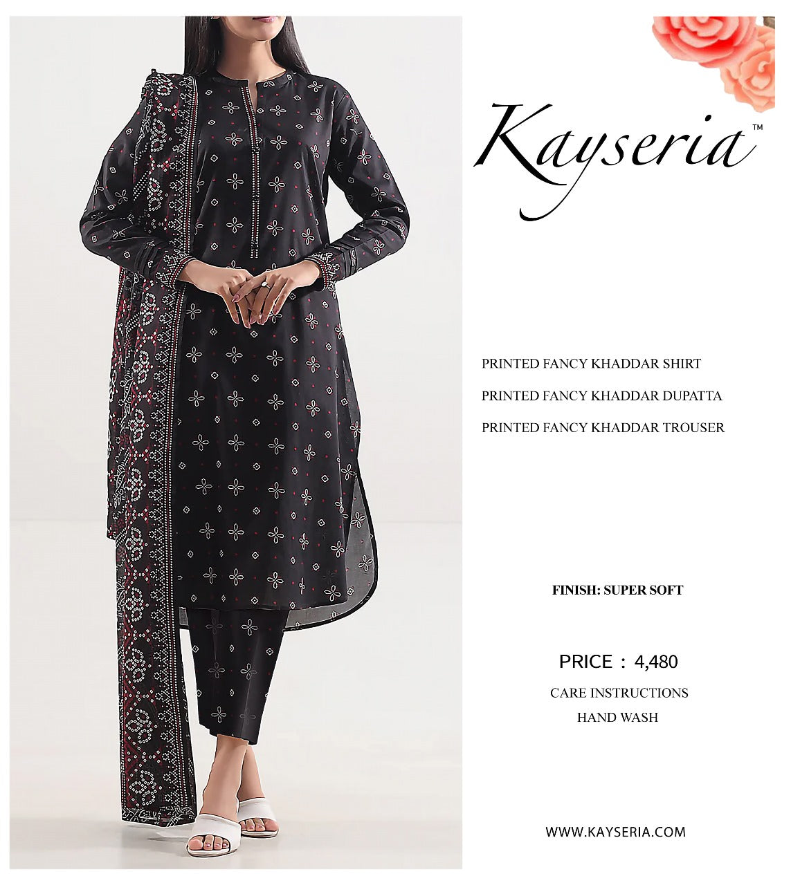 Kayseria Khaddar 3PC Unstitched - Classic Black