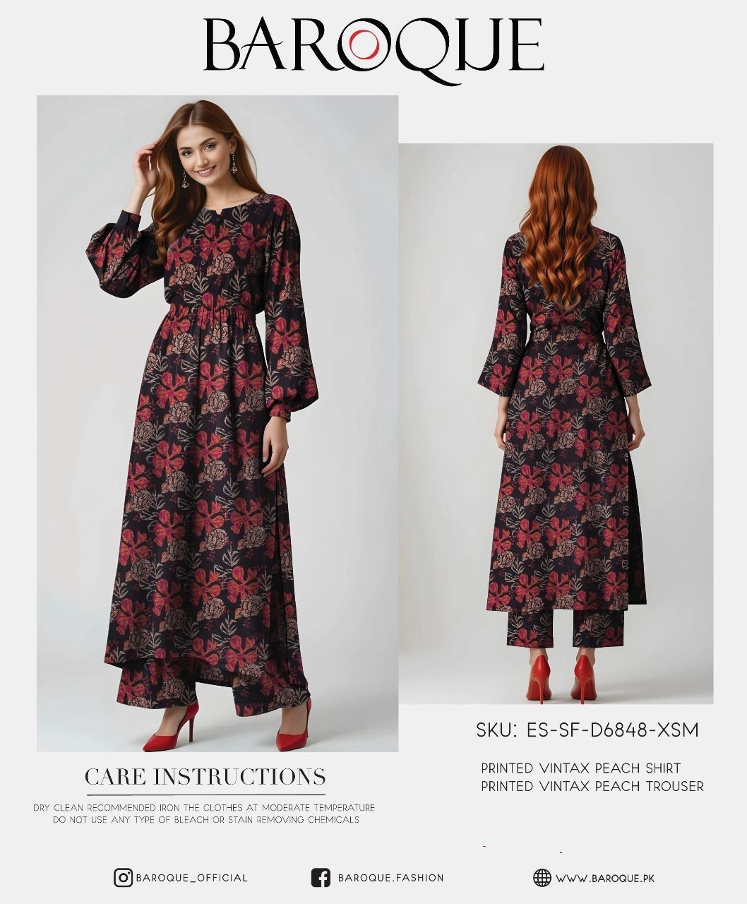 BAROQUE Printed Vintax Peach Dress